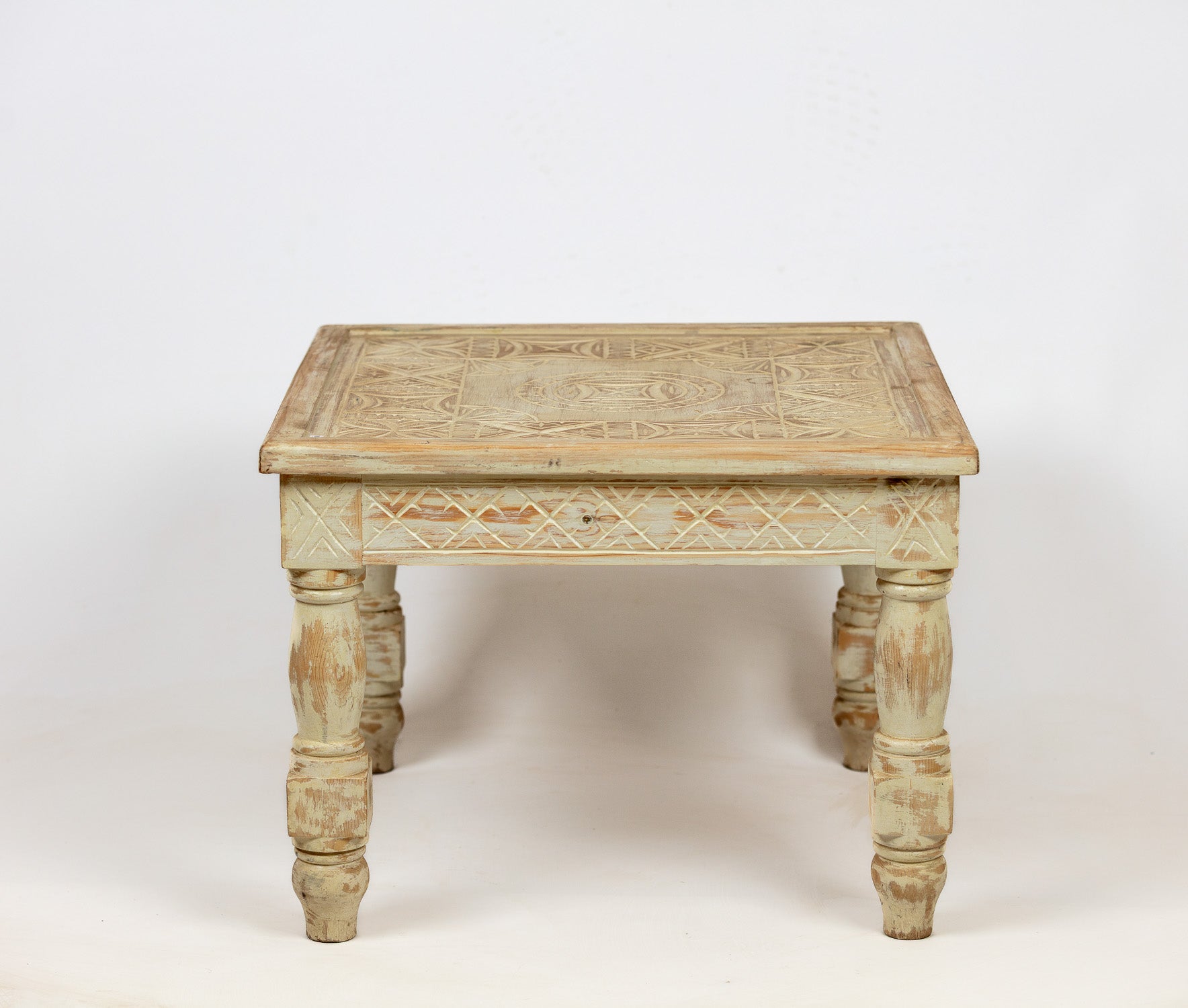 Carved Antique White Table