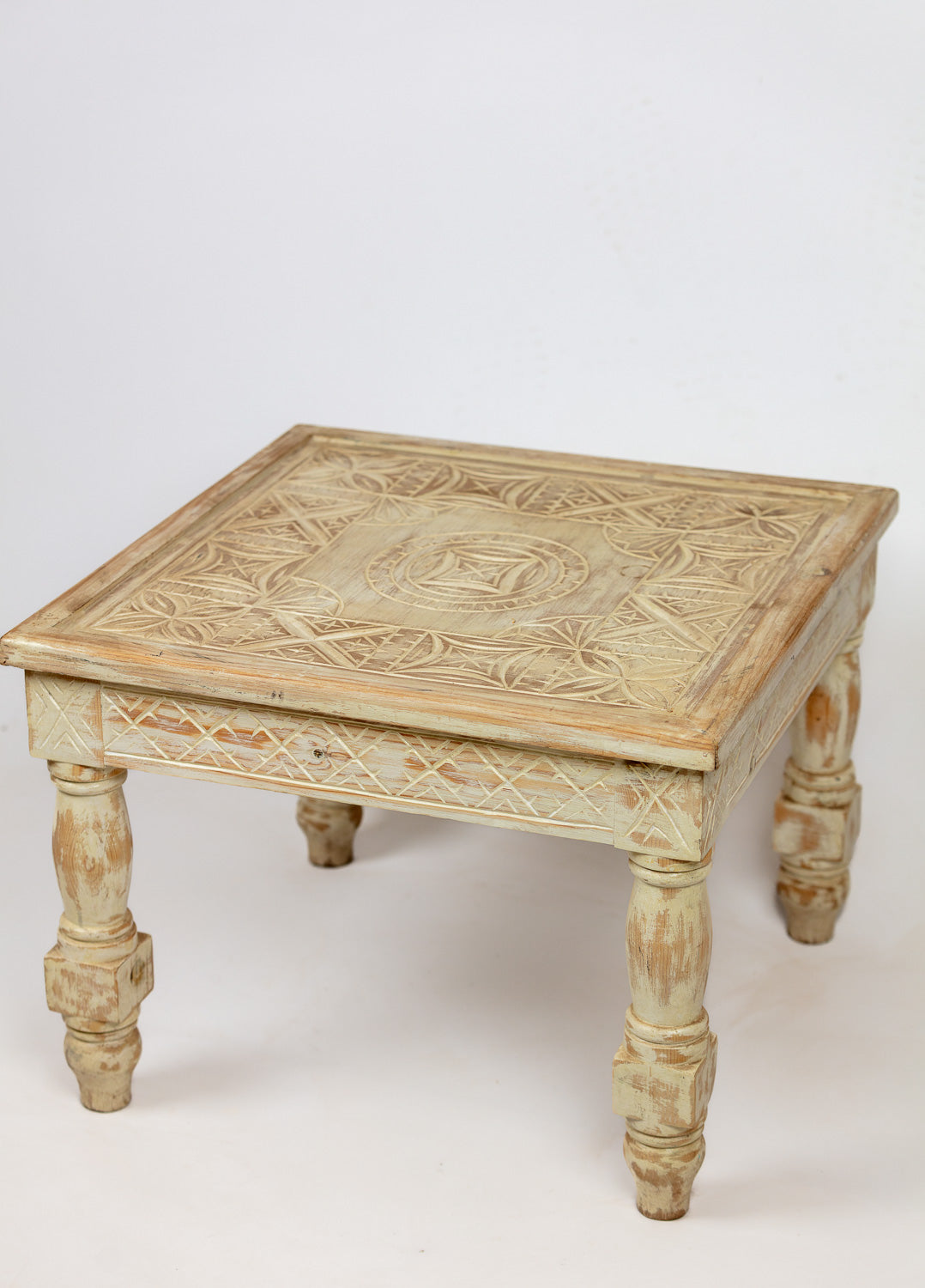 Carved Antique White Table