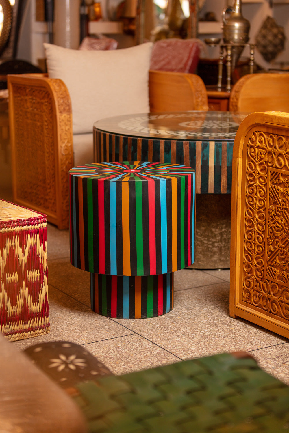 Prismatic Striped Side Table