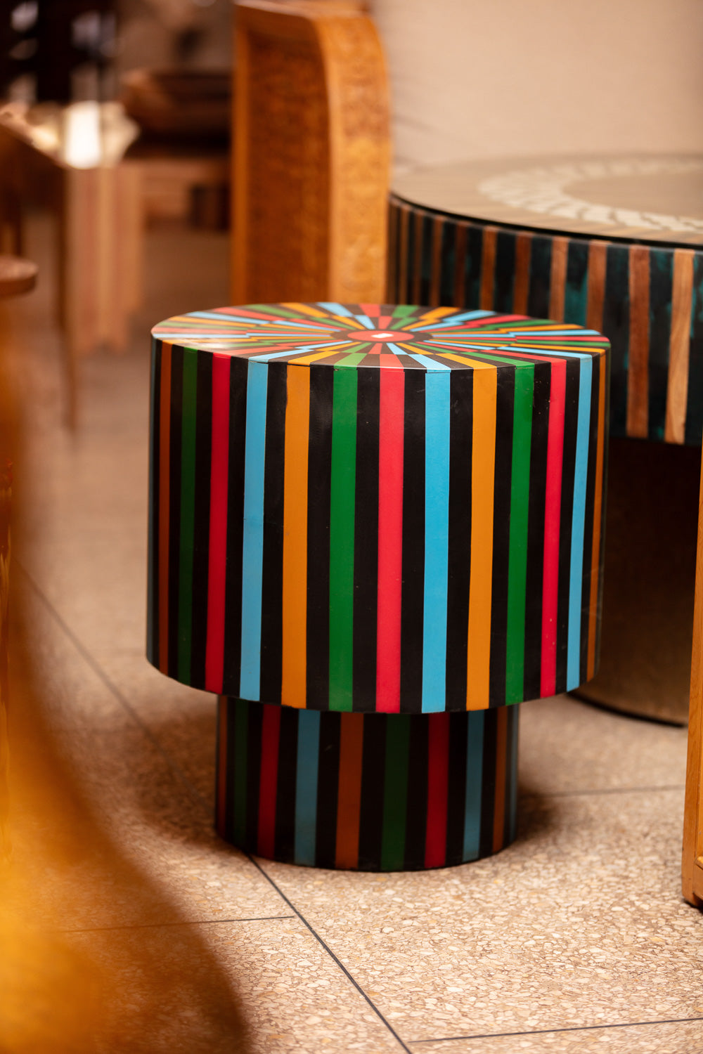 Prismatic Striped Side Table