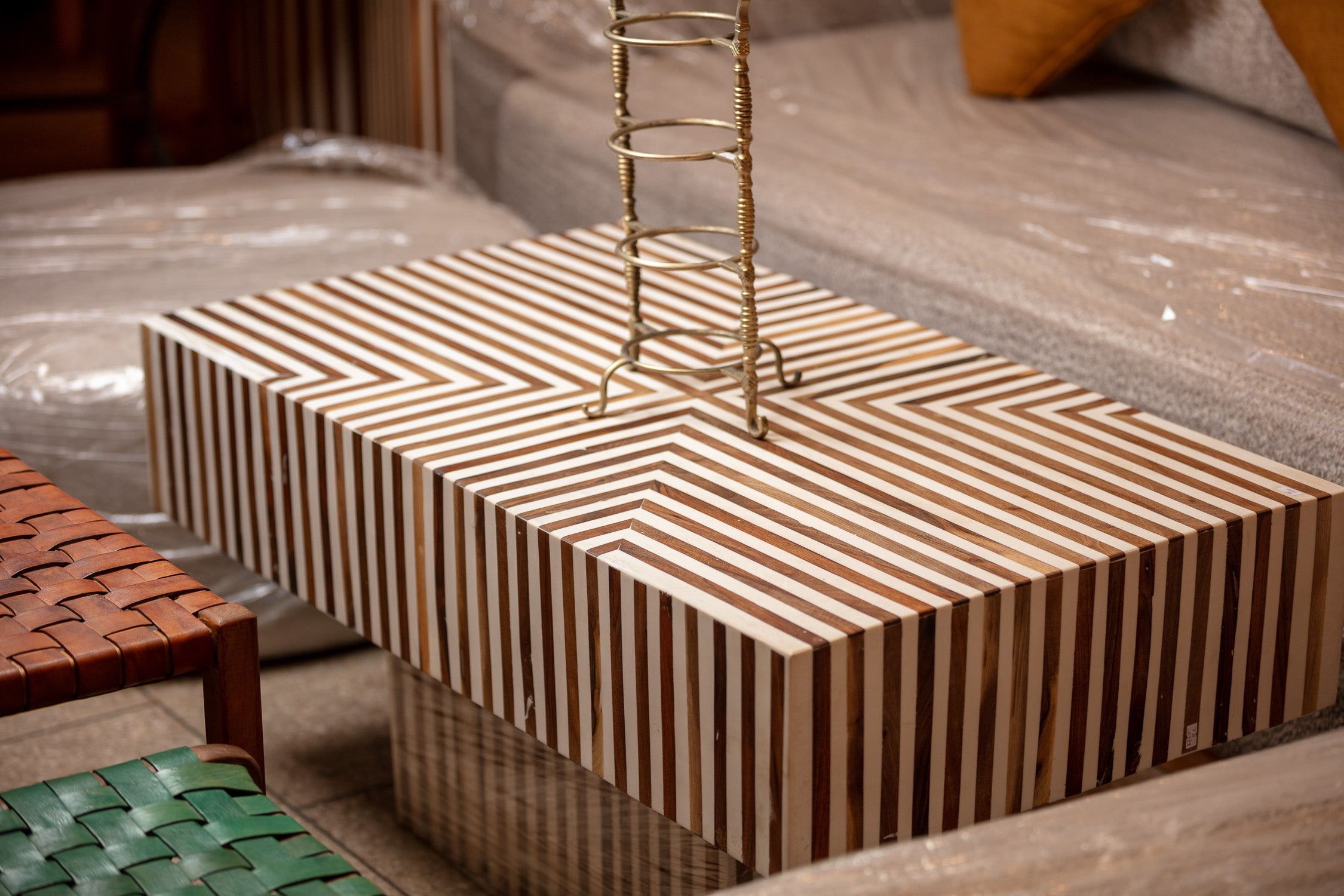 Linear Bone Inlay Coffee Table