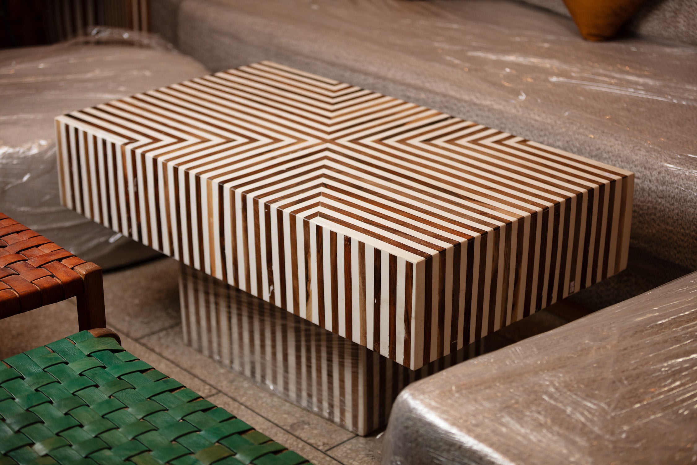 Linear Bone Inlay Coffee Table