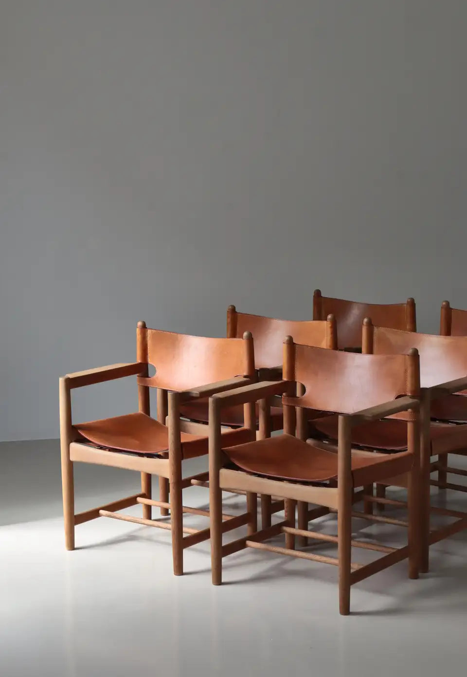 Vintage Danish Oak and Leather Chairs