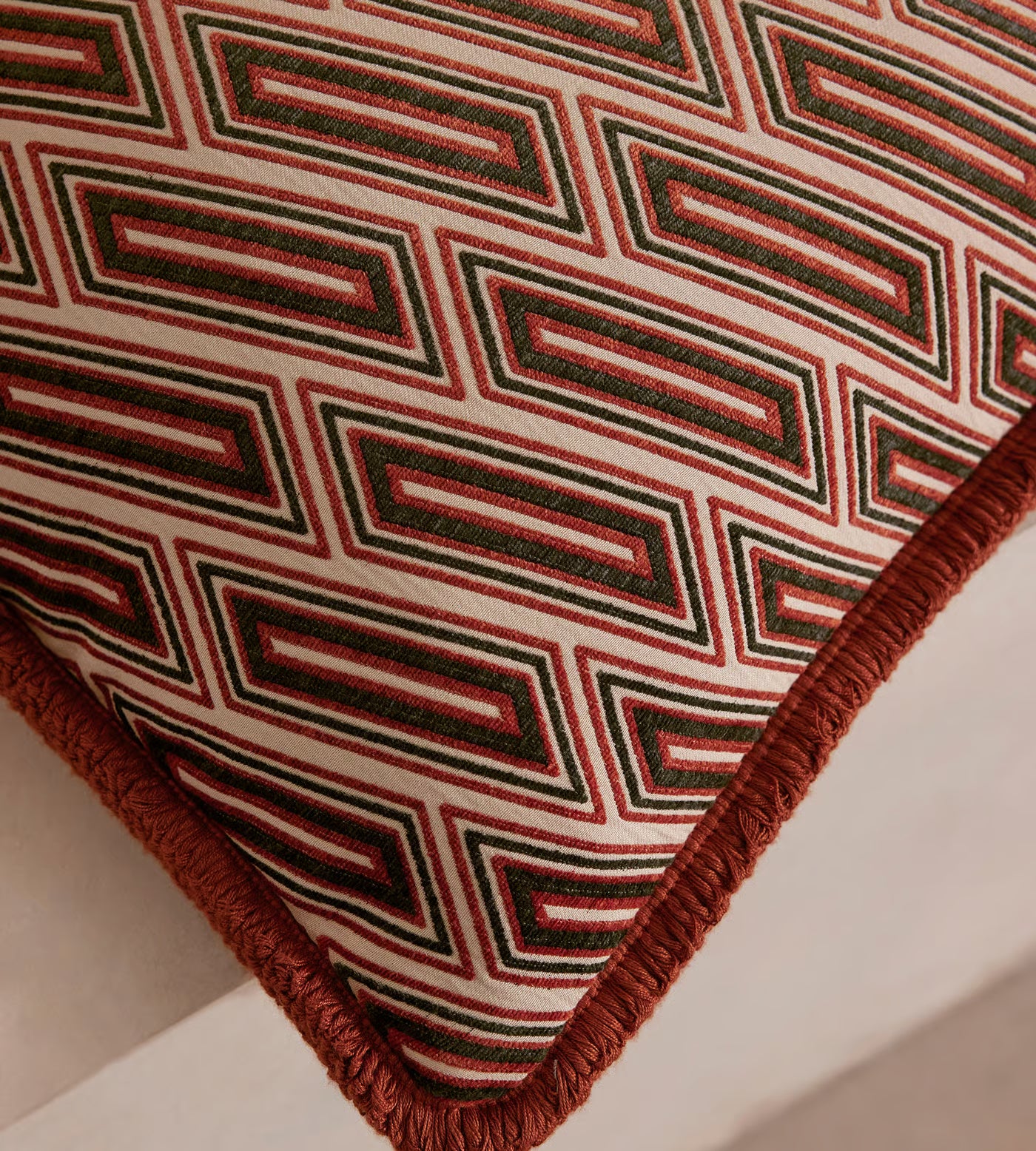 Woven Red Diamond Pattern Cushion