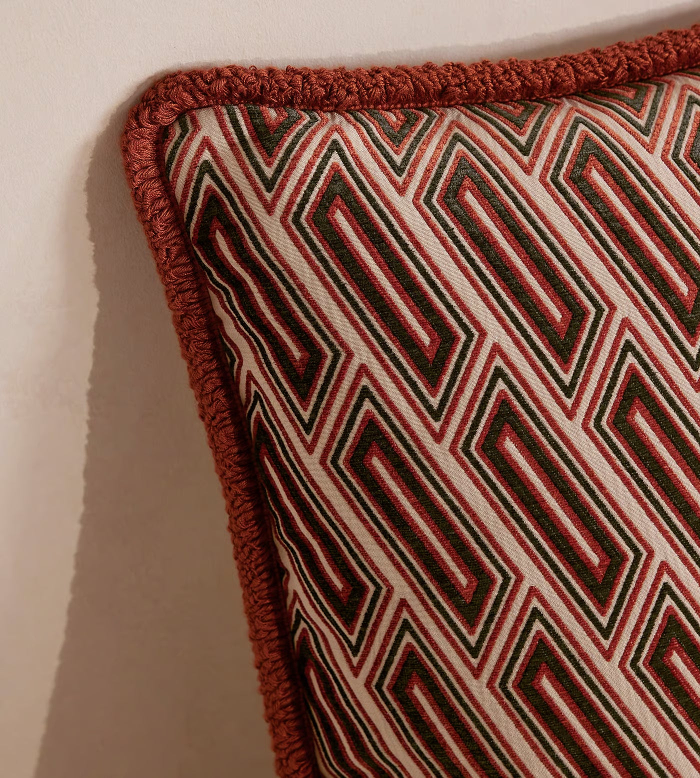 Woven Red Diamond Pattern Cushion