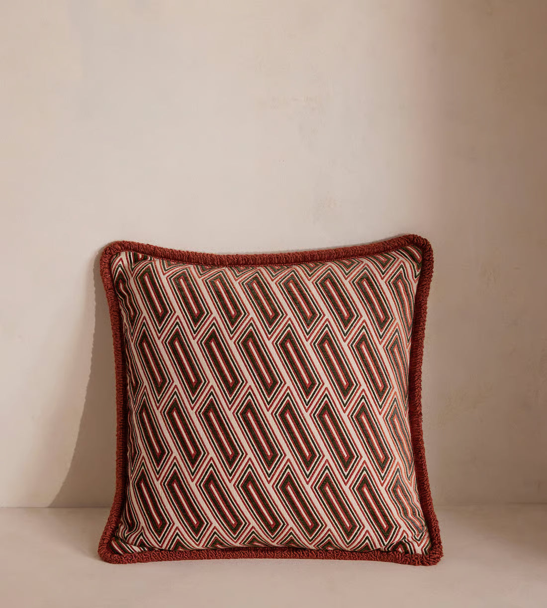 Woven Red Diamond Pattern Cushion