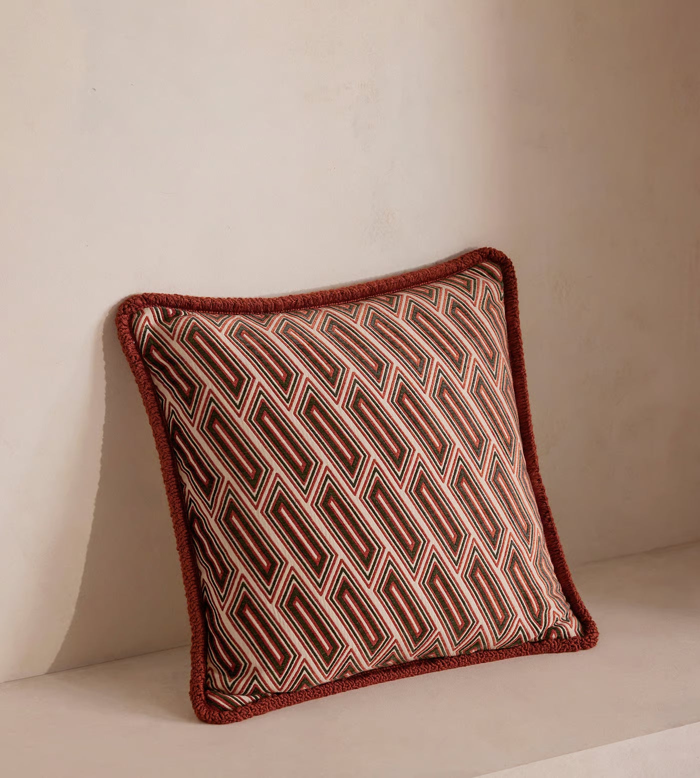 Woven Red Diamond Pattern Cushion
