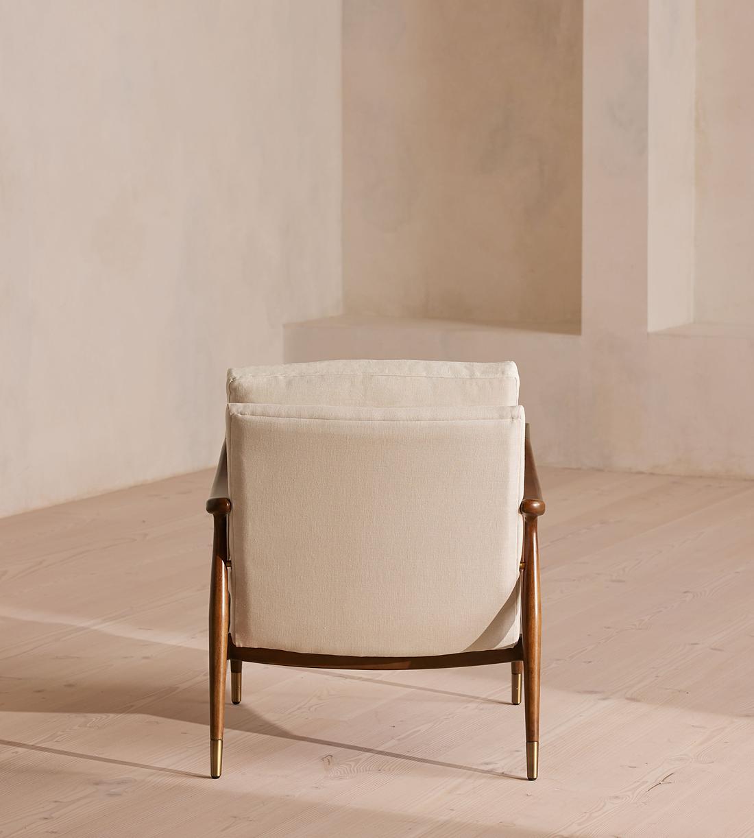 Linen & Walnut Accent Chair