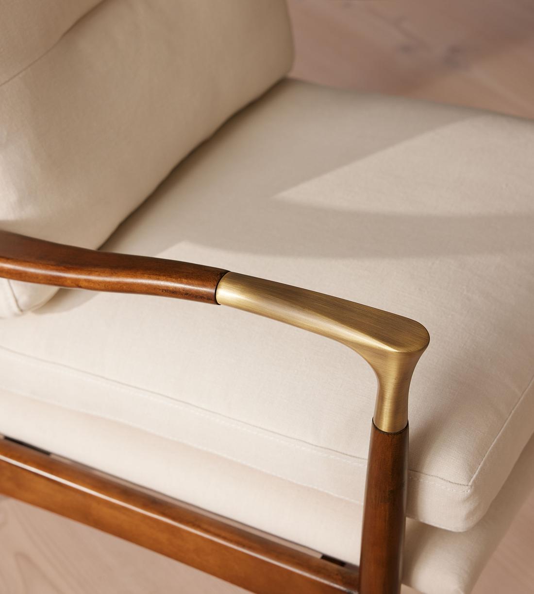 Linen & Walnut Accent Chair