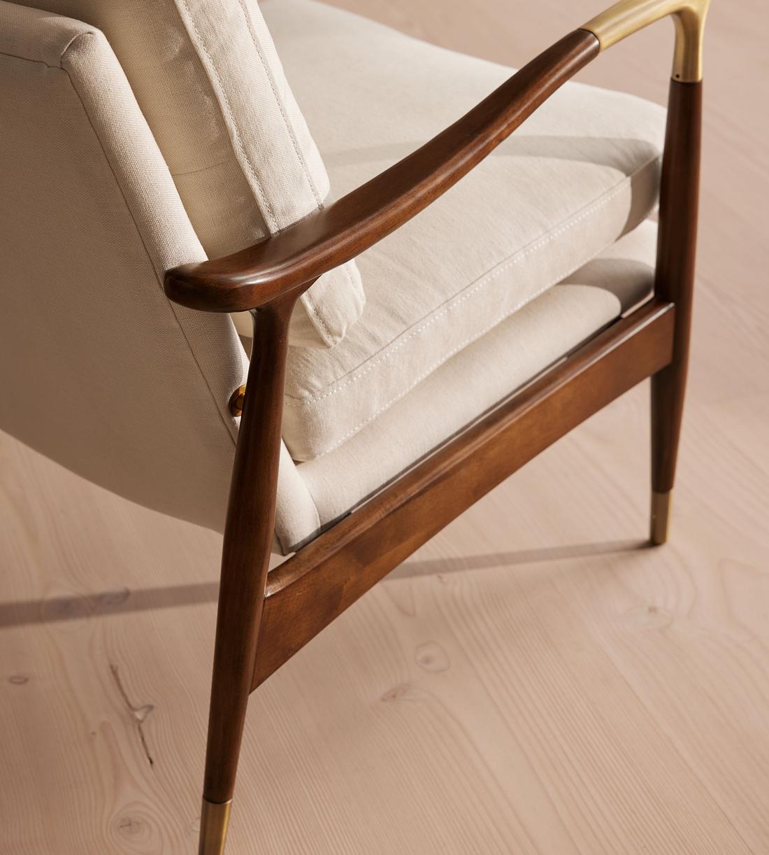 Linen & Walnut Accent Chair