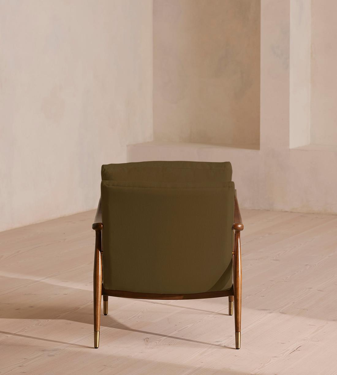 Minimalist Olive Green Wood Frame Chair