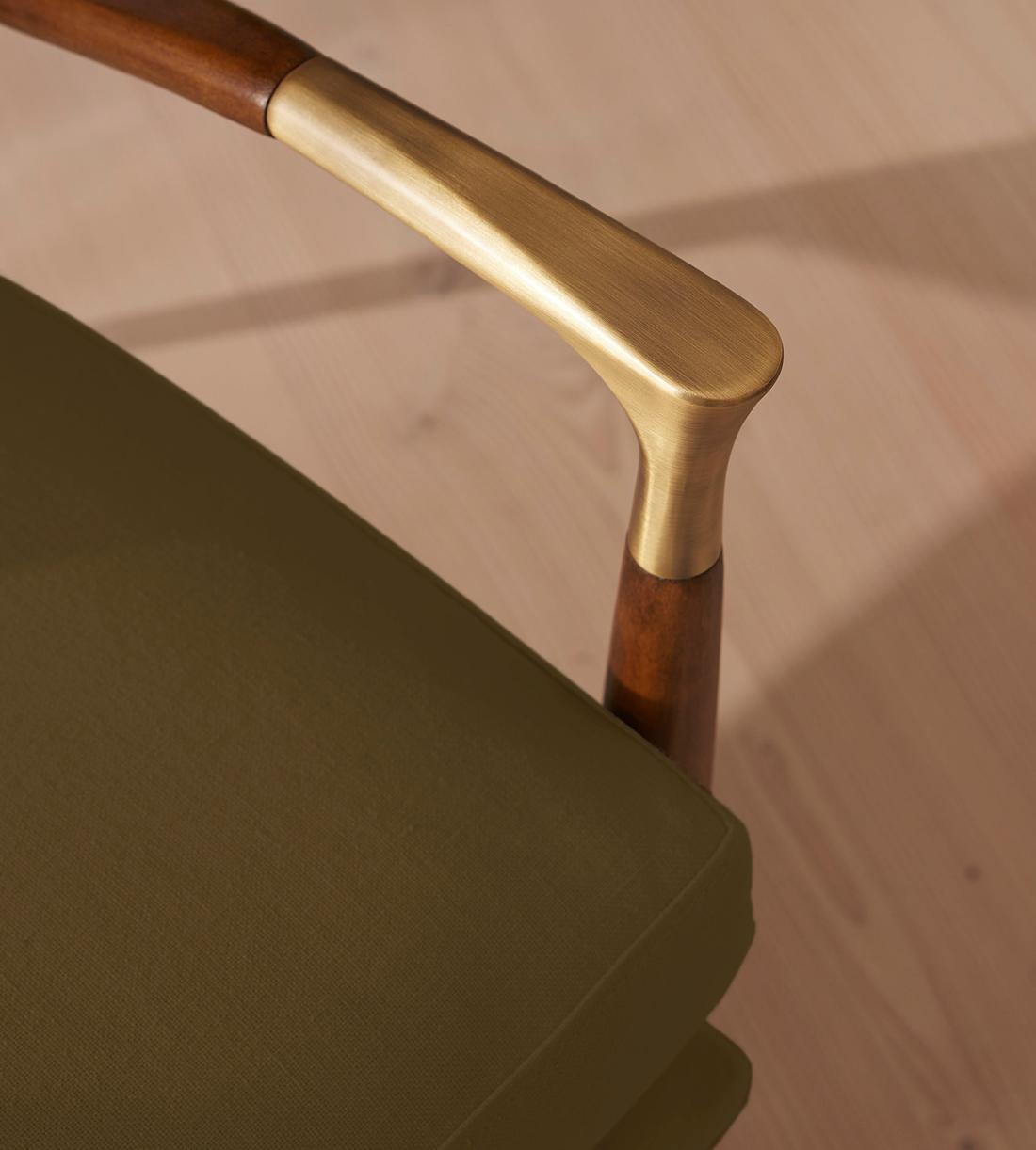 Minimalist Olive Green Wood Frame Chair
