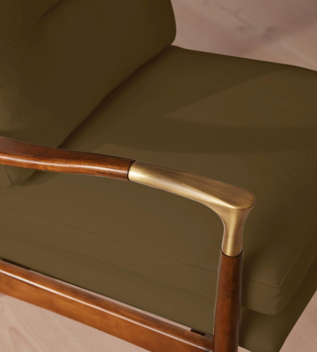 Minimalist Olive Green Wood Frame Chair
