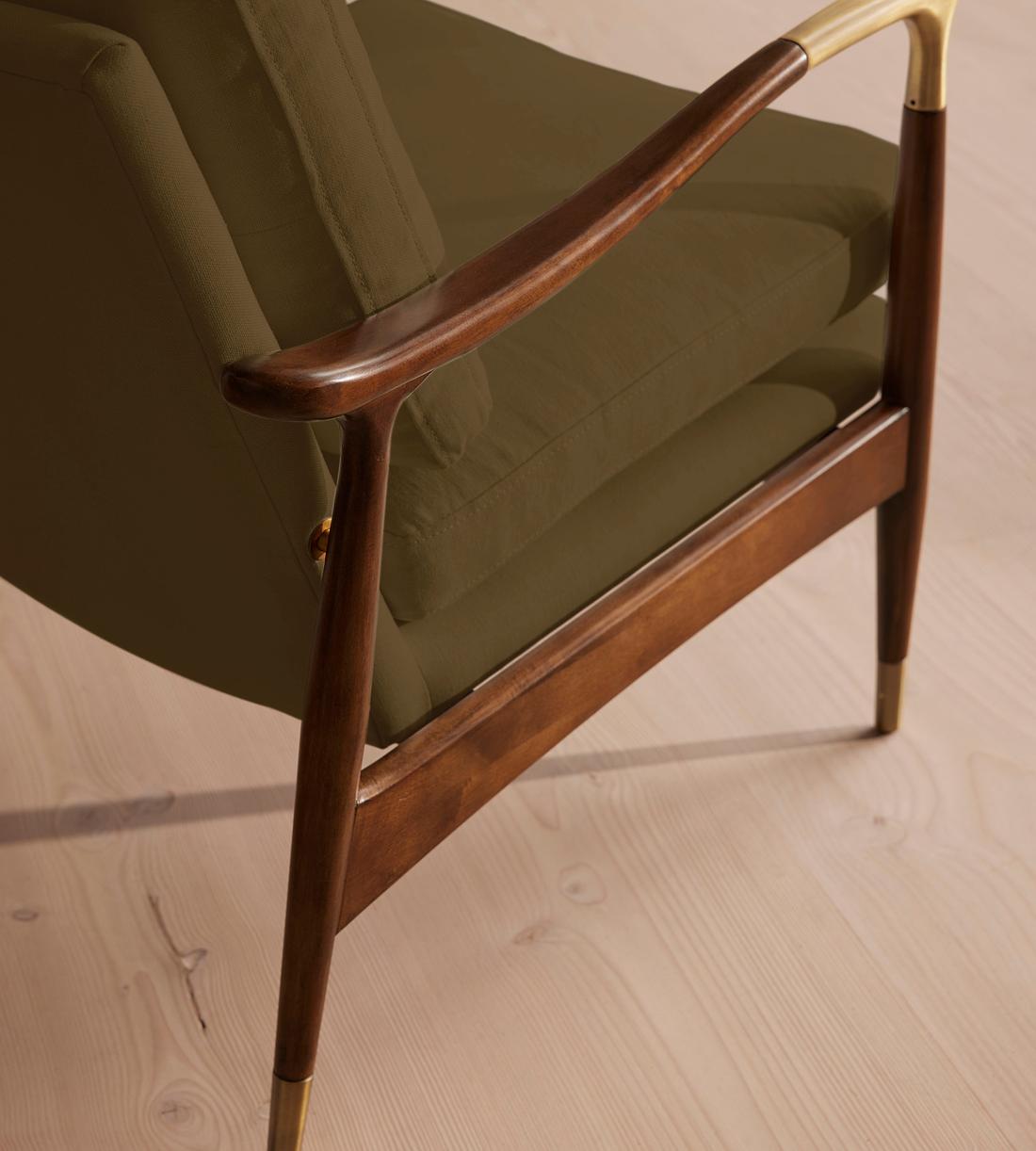 Minimalist Olive Green Wood Frame Chair