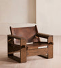 Modern Oak Leather Sling Chair