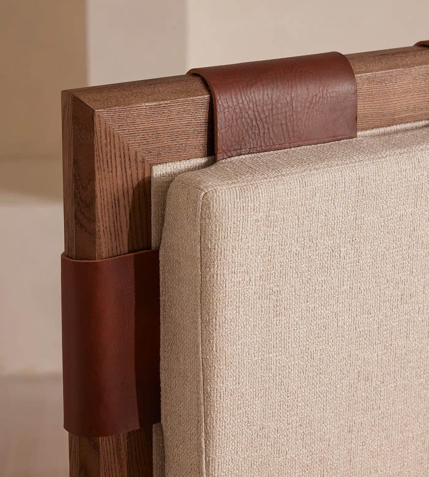 Leather Strap Modern Platform Bed