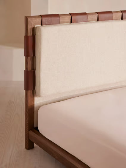 Leather Strap Modern Platform Bed