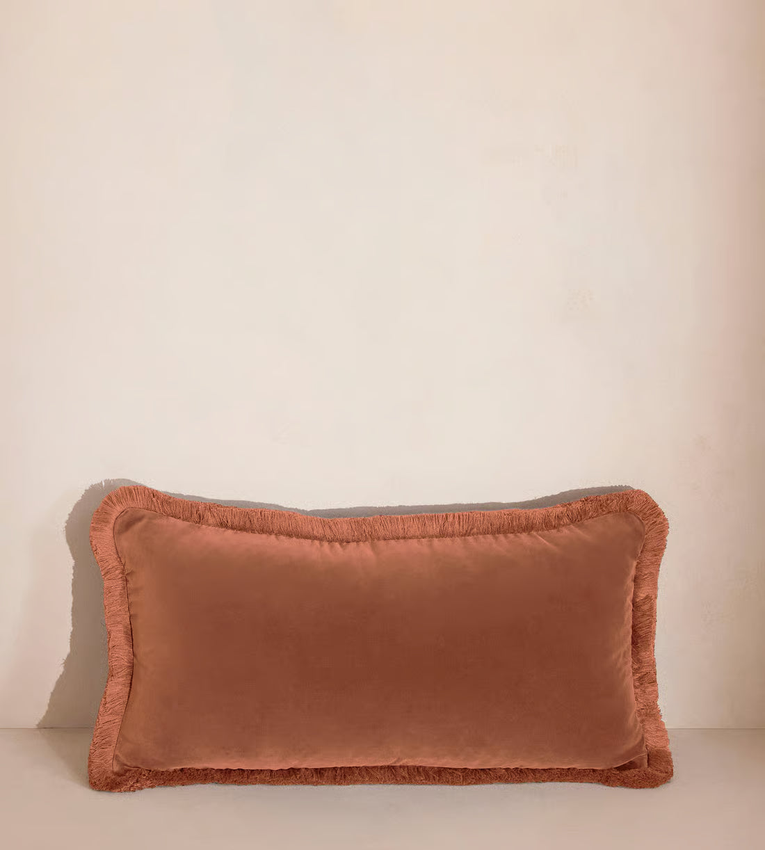 Soft Velvet Lumbar Pillow With Tassels