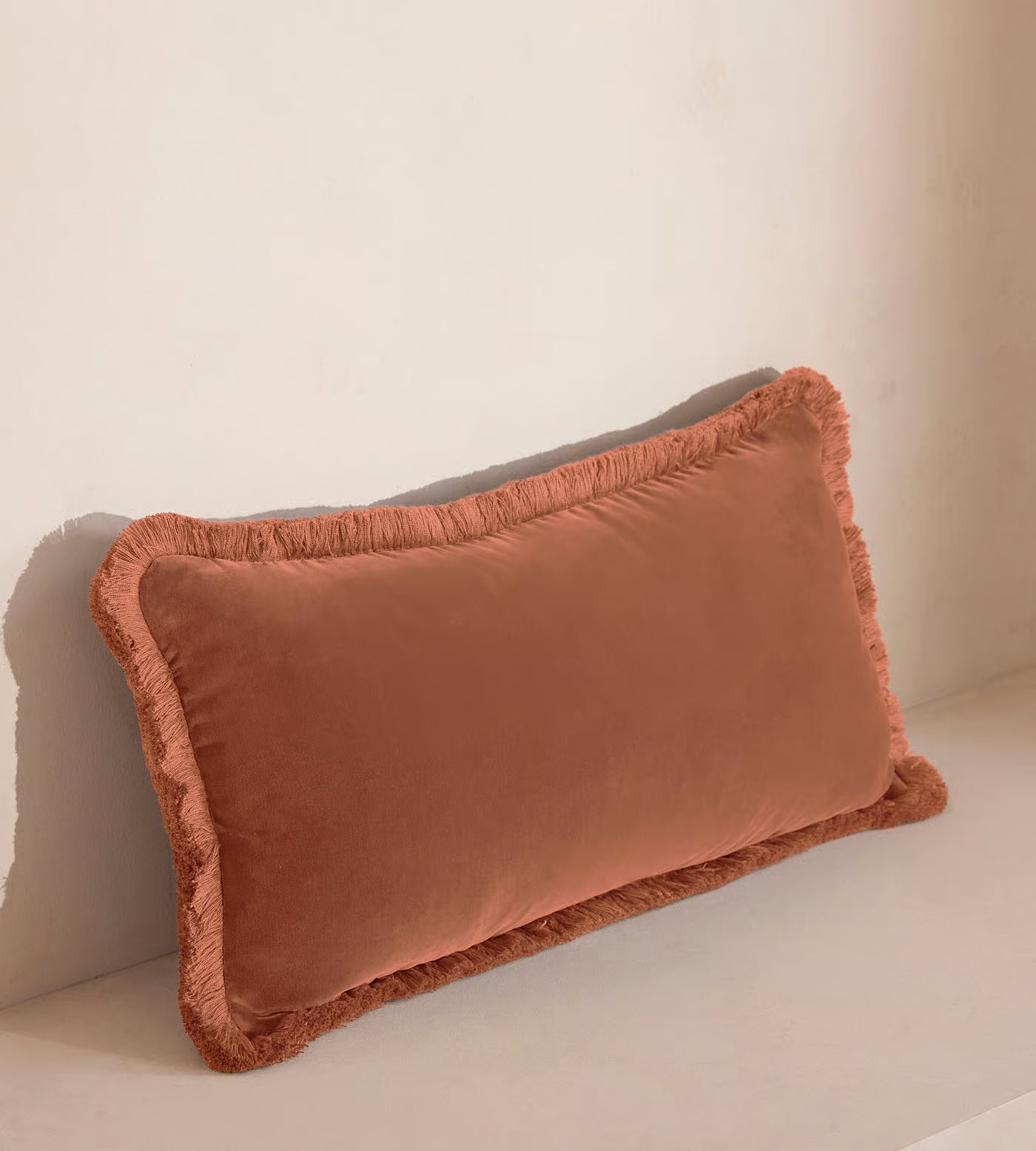 Soft Velvet Lumbar Pillow With Tassels