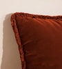 Burnt Orange Velvet Fringed Cushion