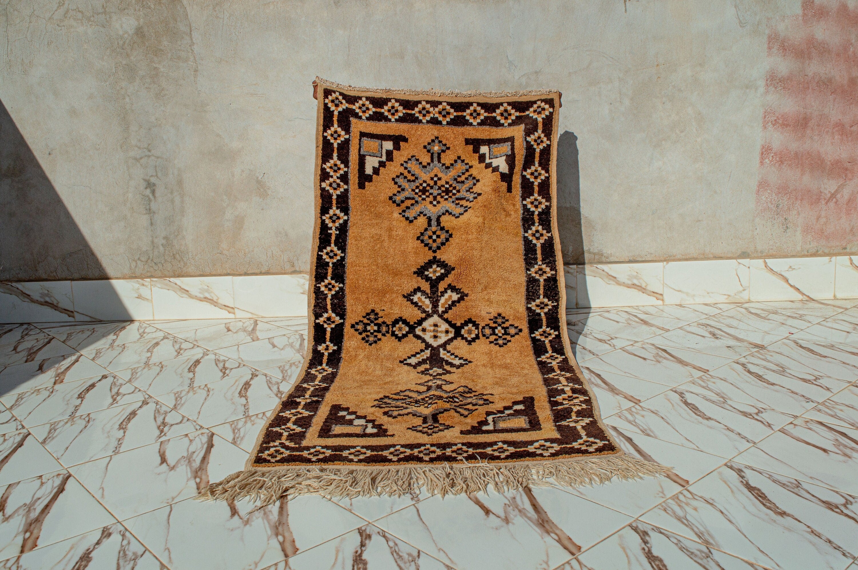 Vintage Amber Moroccan Medallion Rug