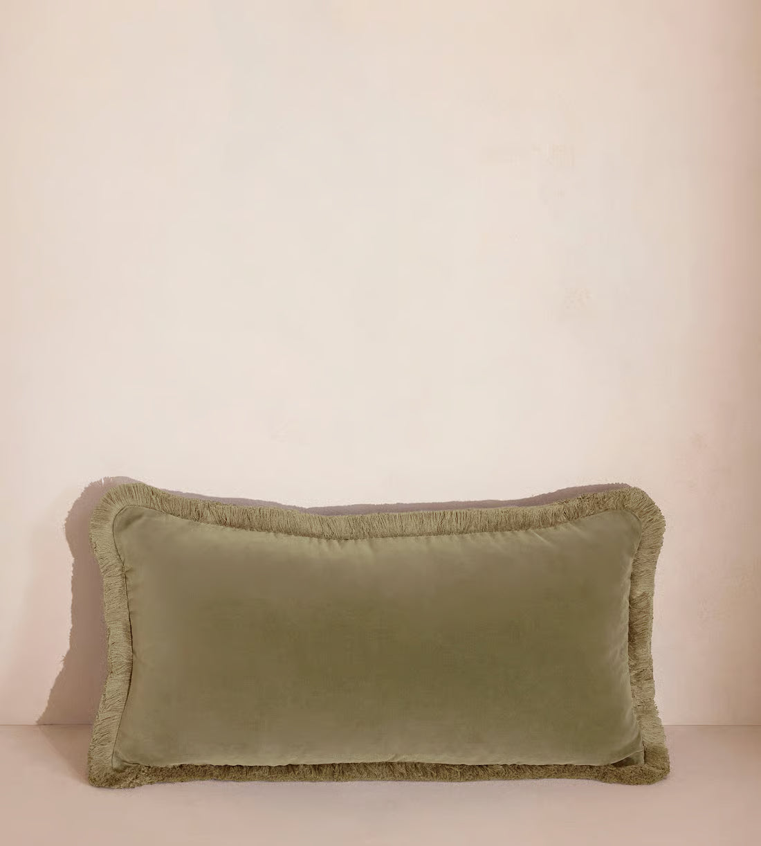 Soft Velvet Lumbar Pillow With Tassels