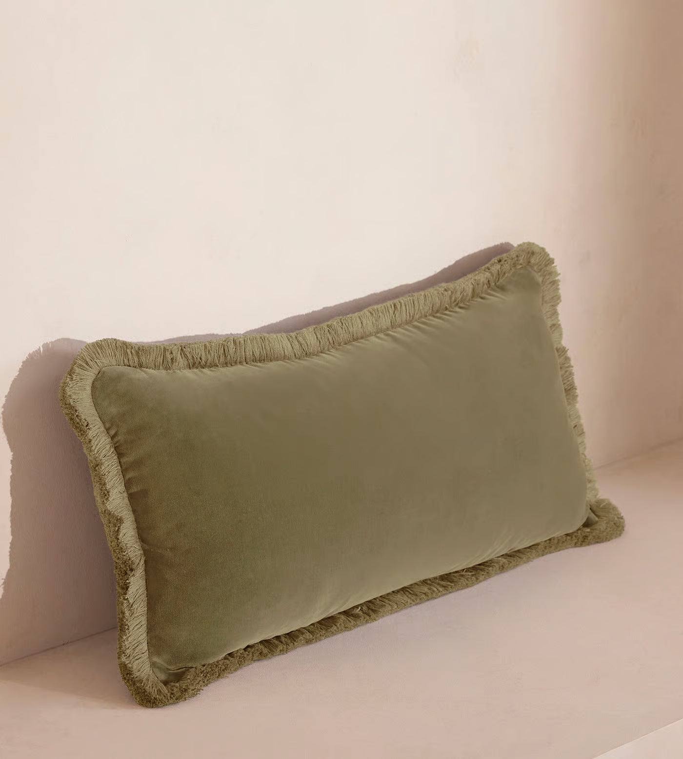 Soft Velvet Lumbar Pillow With Tassels