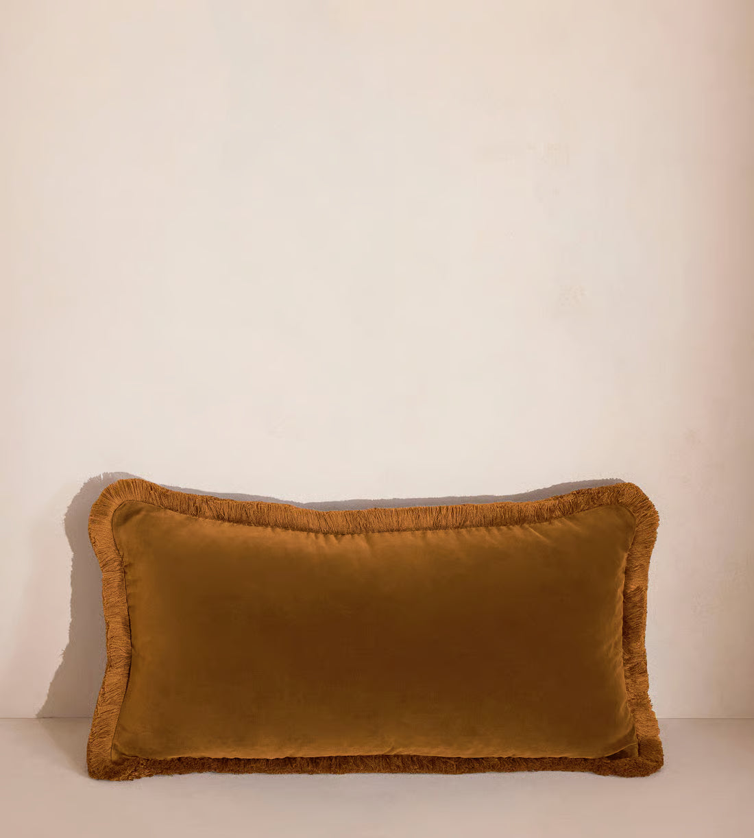Soft Velvet Lumbar Pillow With Tassels