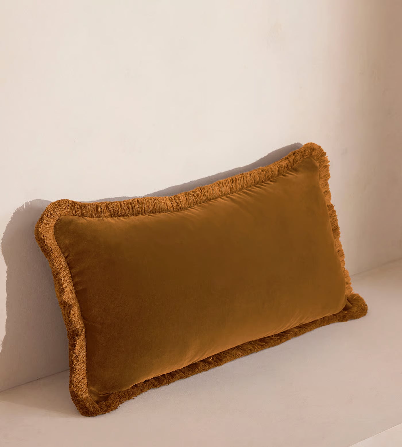 Soft Velvet Lumbar Pillow With Tassels