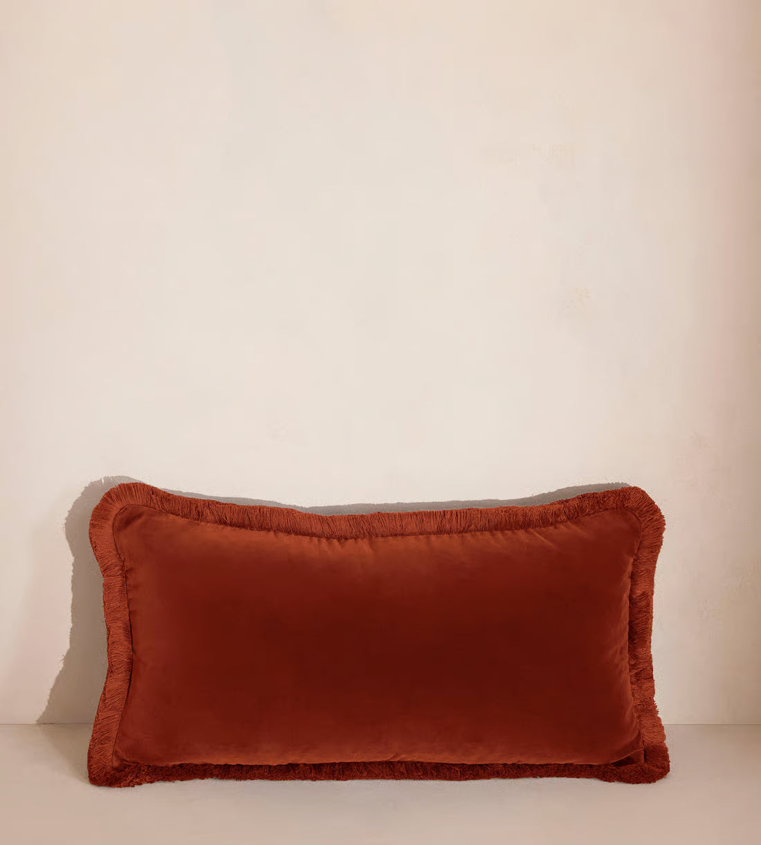 Soft Velvet Lumbar Pillow With Tassels
