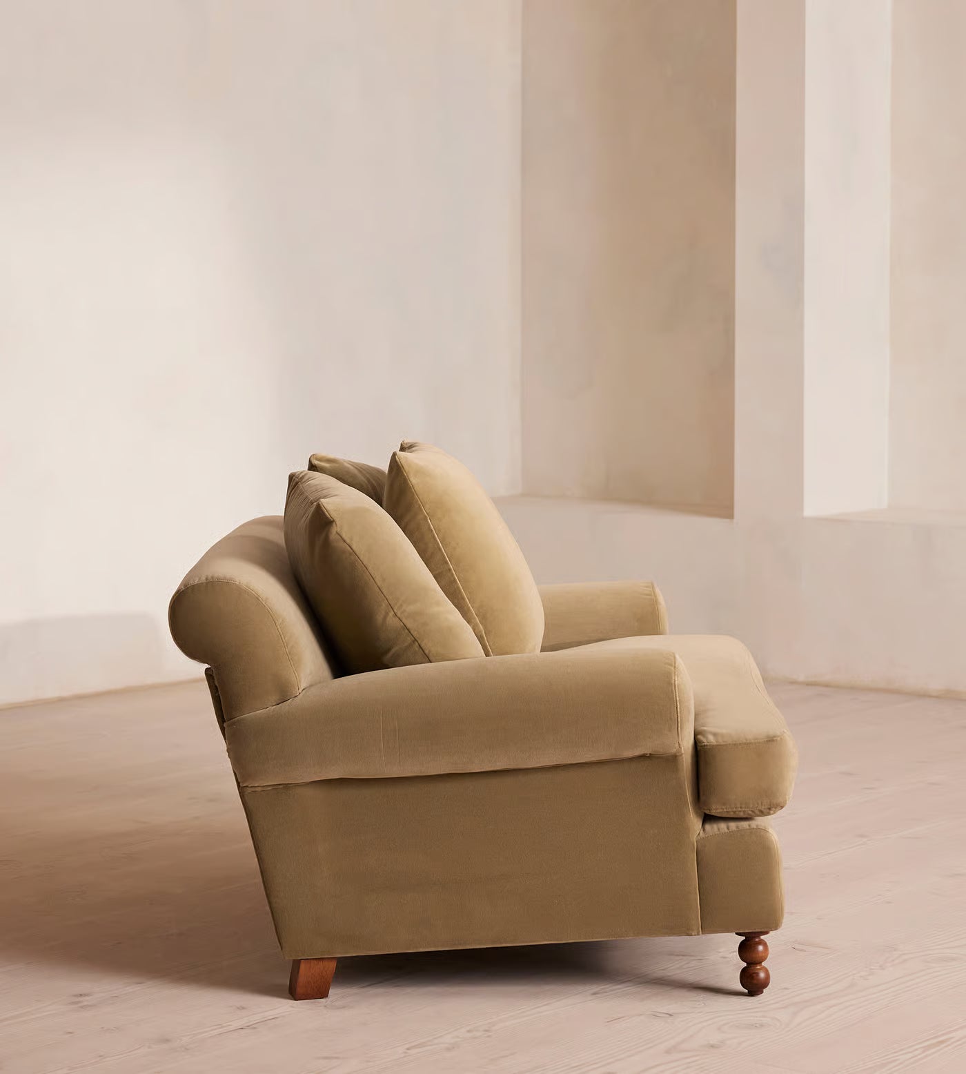 Plush Velvet English Arm Loveseat