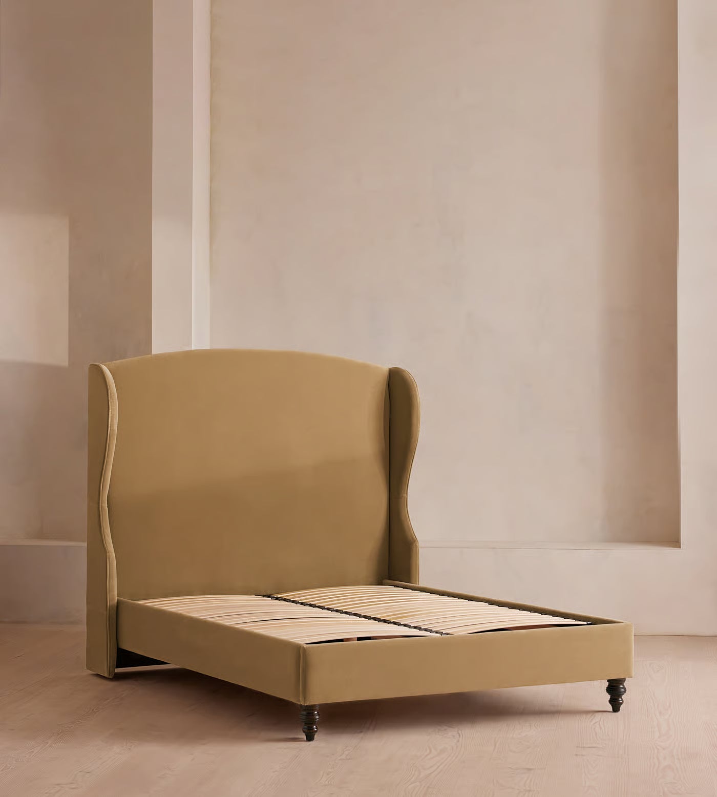 Velvet Wingback Upholstered Bed
