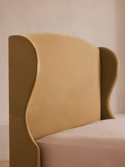 Velvet Wingback Upholstered Bed