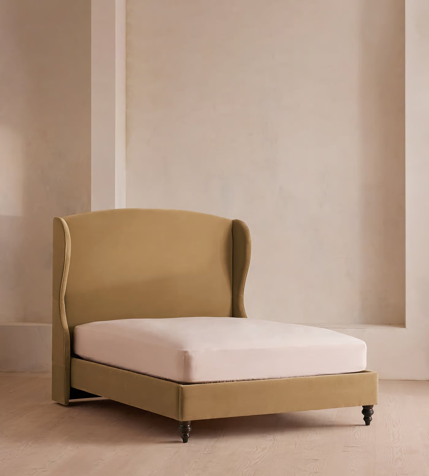 Velvet Wingback Upholstered Bed