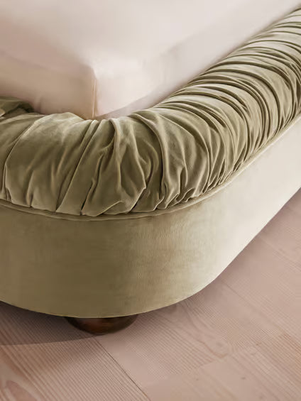 Ruched Velvet Platform Bed