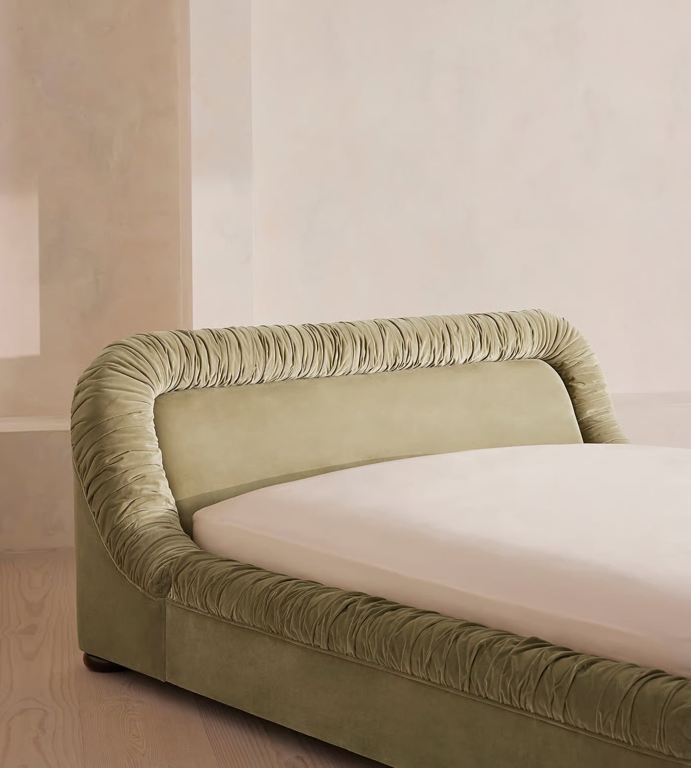 Ruched Velvet Platform Bed