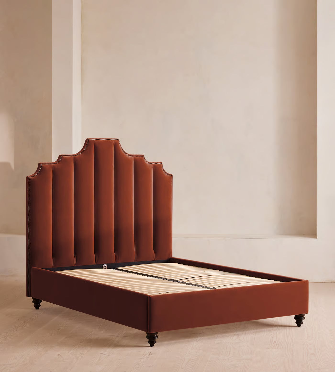 Art Deco Velvet Upholstered Bed