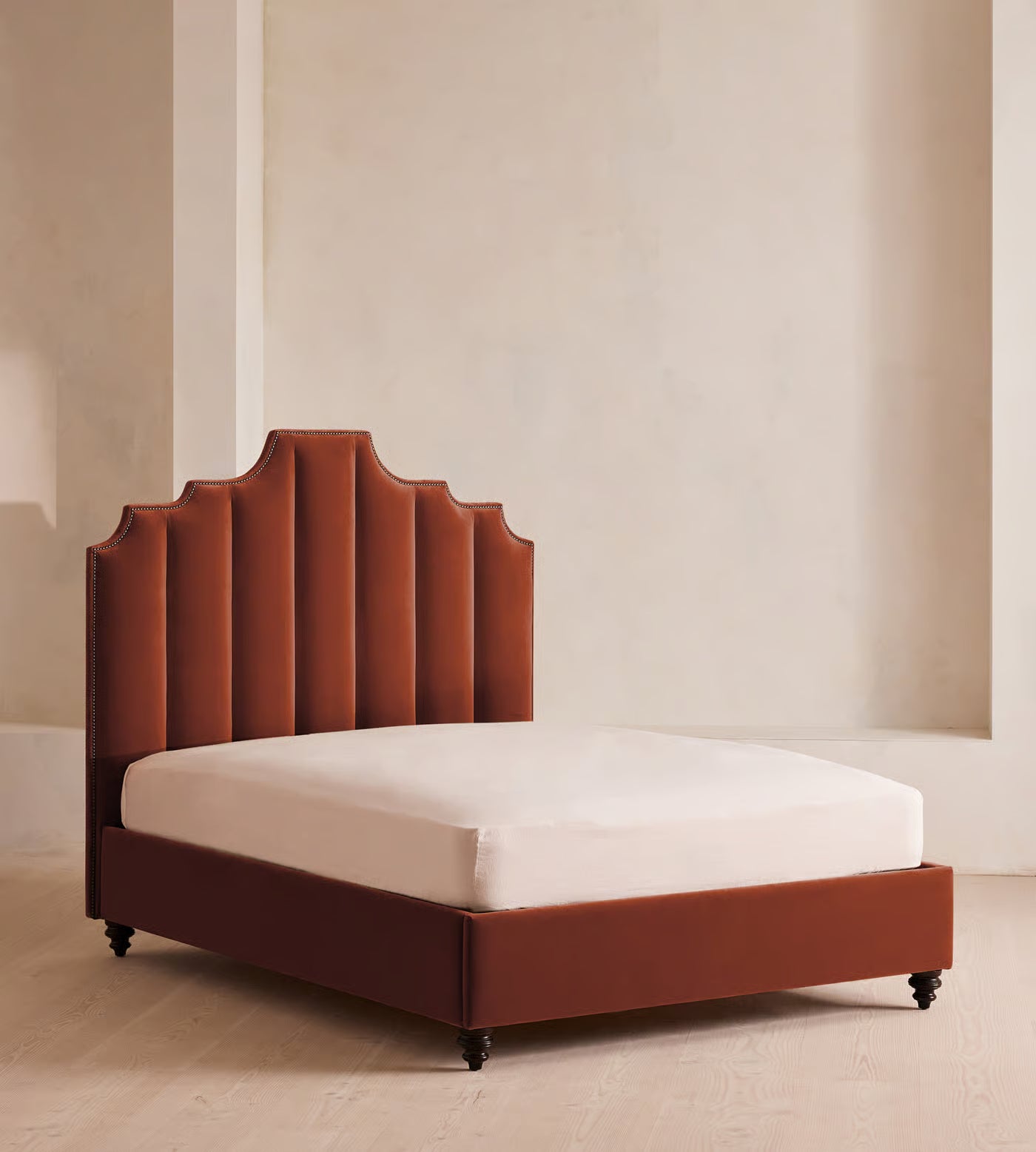 Art Deco Velvet Upholstered Bed