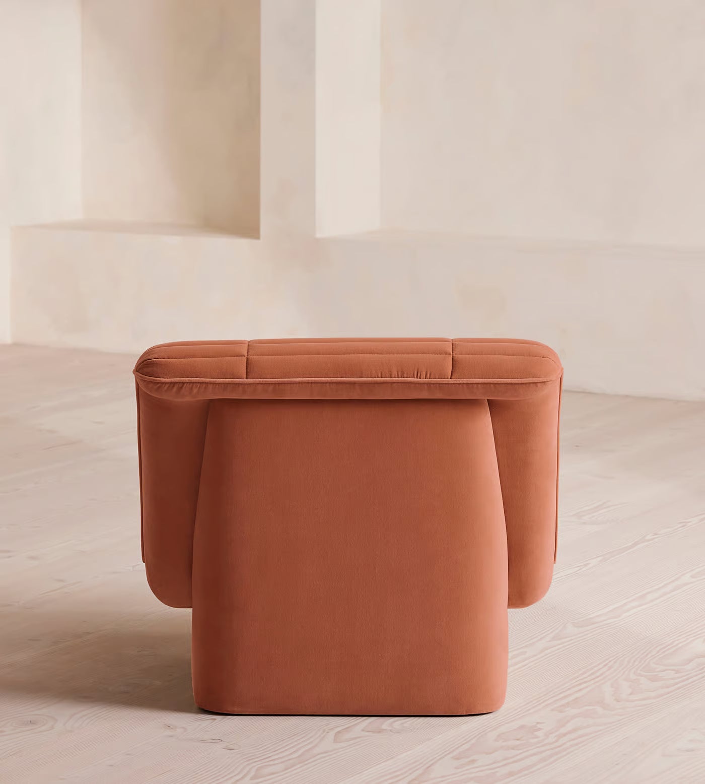 Terracotta Ribbed Velvet Modern Lounge Chair