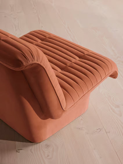 Terracotta Ribbed Velvet Modern Lounge Chair