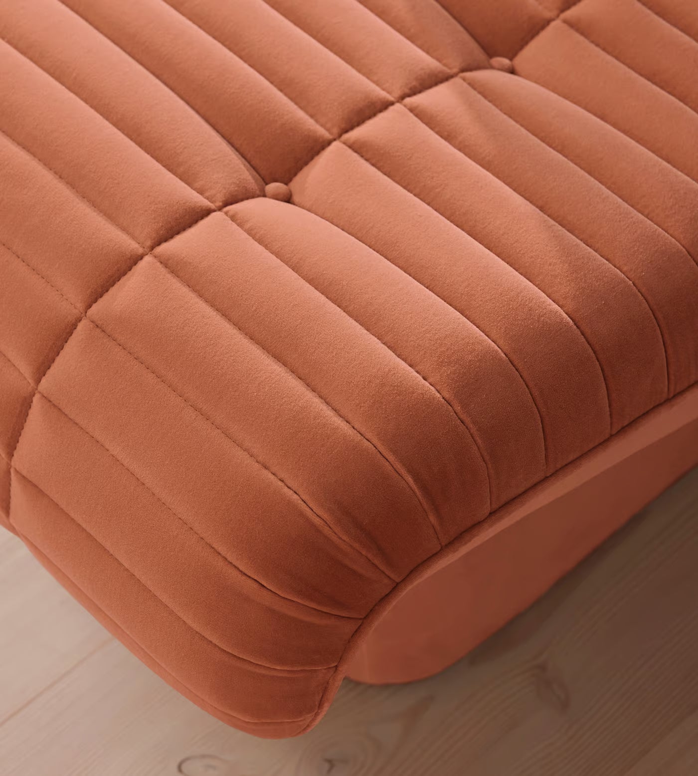 Terracotta Ribbed Velvet Modern Lounge Chair