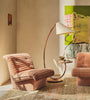 Terracotta Ribbed Velvet Modern Lounge Chair