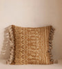 Tan Patterned Pillow With Tassel Trim