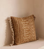 Tan Patterned Pillow With Tassel Trim