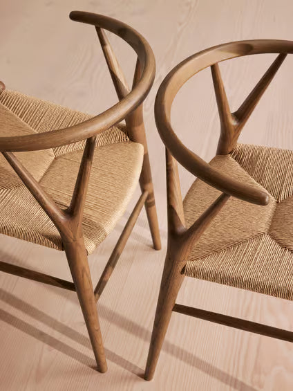 Oak Wood Woven Cord Dining Chairs