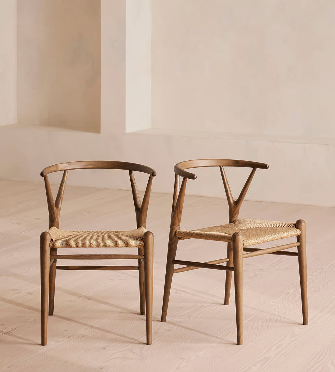 Oak Wood Woven Cord Dining Chairs