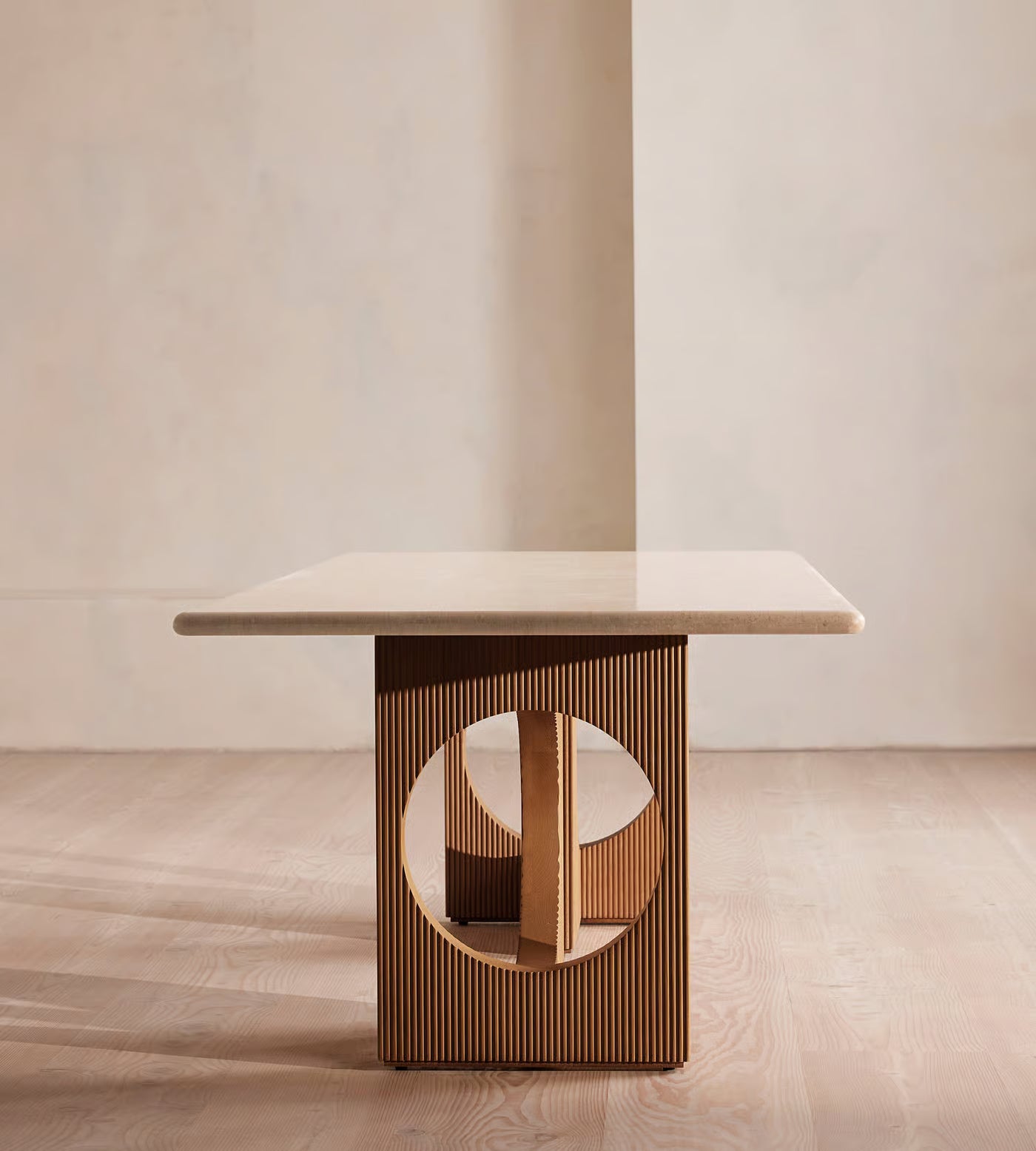 Sculptural Travertine Dining Table