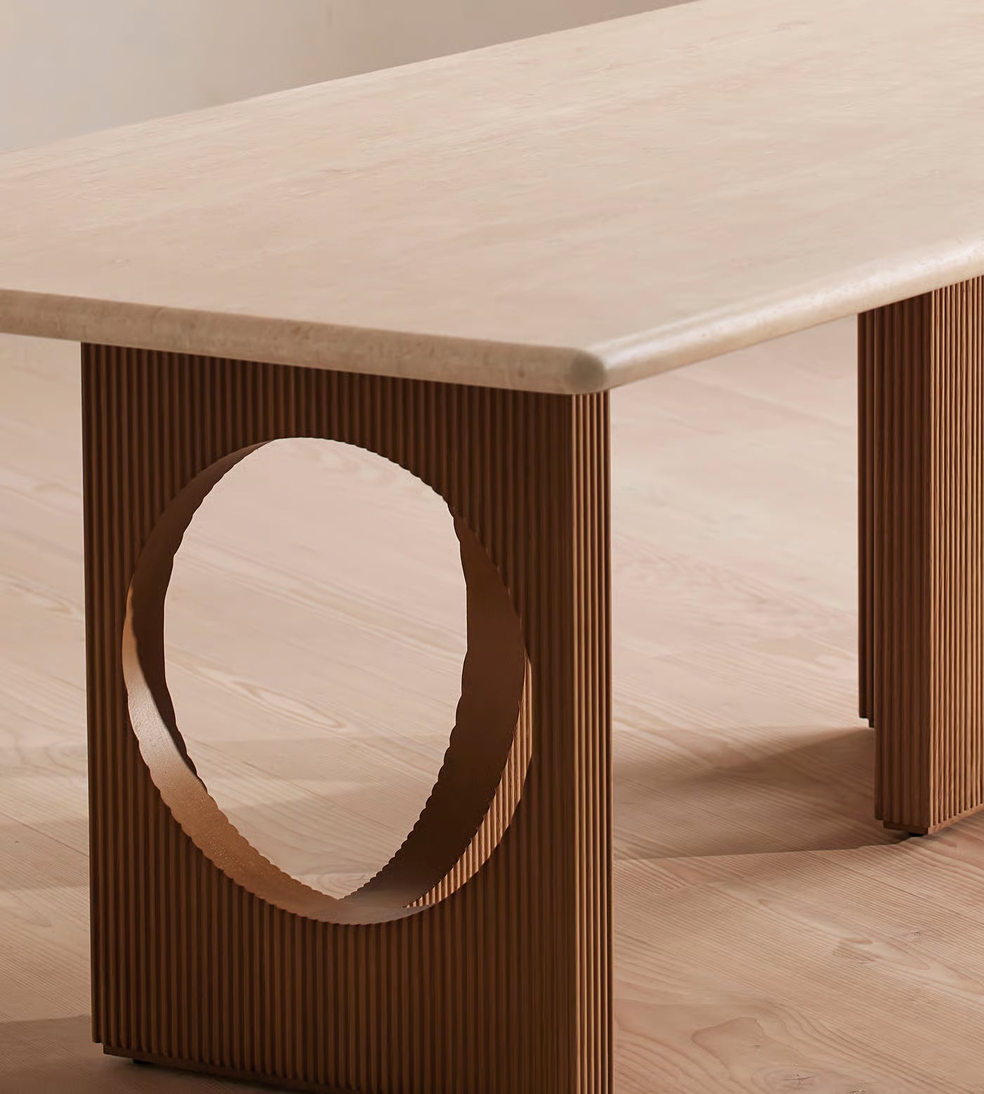 Sculptural Travertine Dining Table