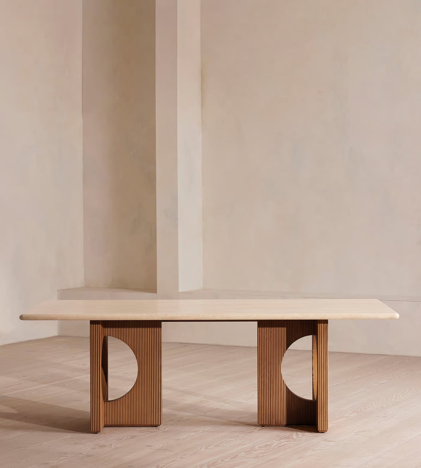 Sculptural Travertine Dining Table
