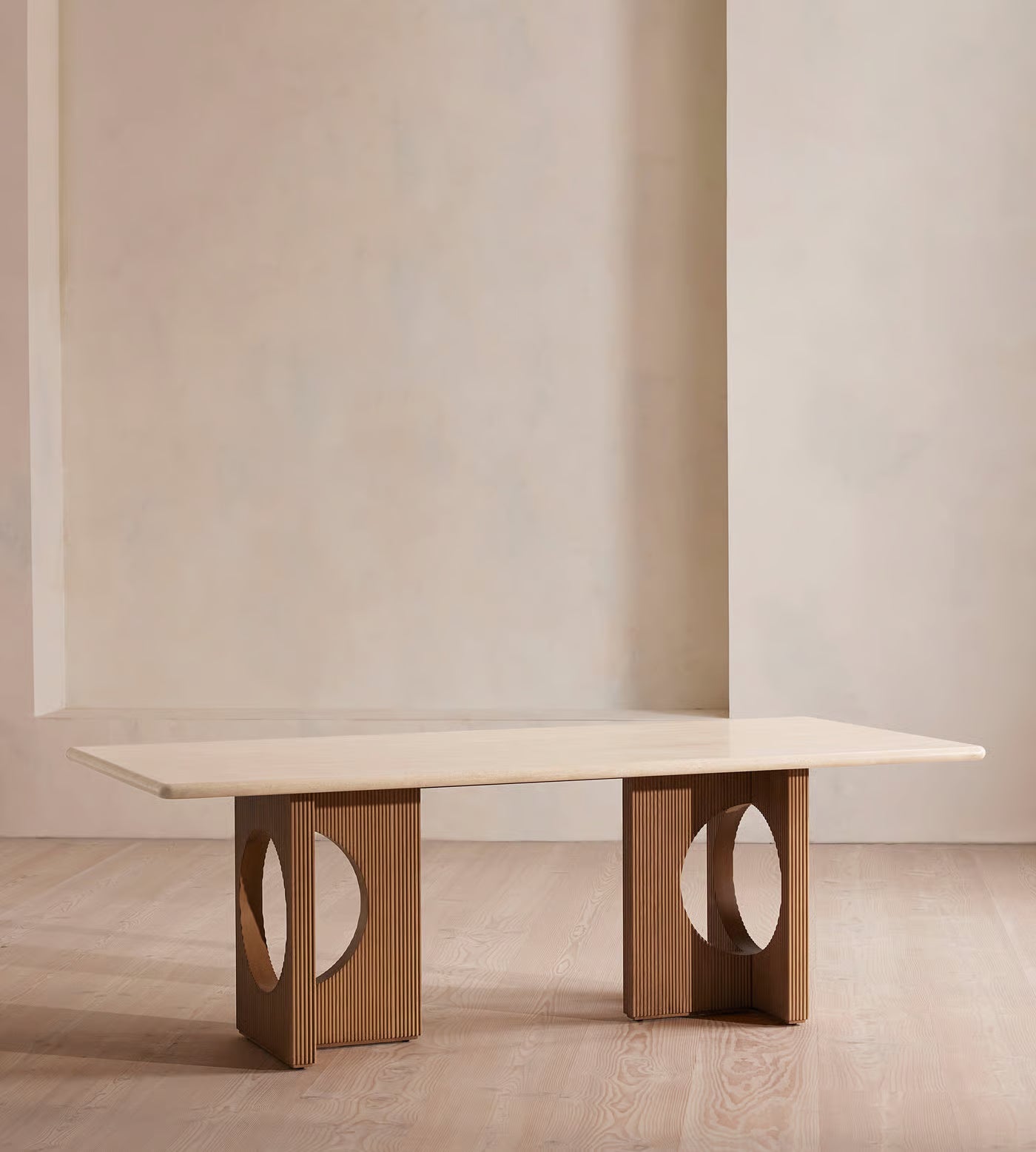 Sculptural Travertine Dining Table